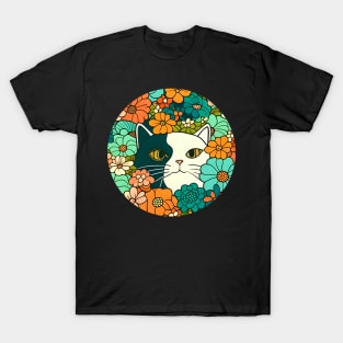 Cute Kitty Cat Flower - Cat Filled With Flowers T-Shirt